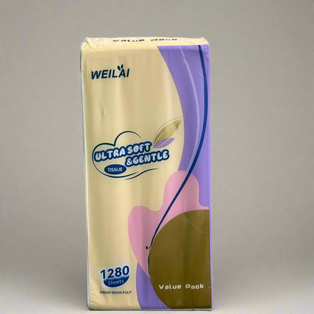 Large Pack of 1280 Hanging Tissue Sheets – Soft Facial & Hand Wipes for Home, Bathroom & Kitchen