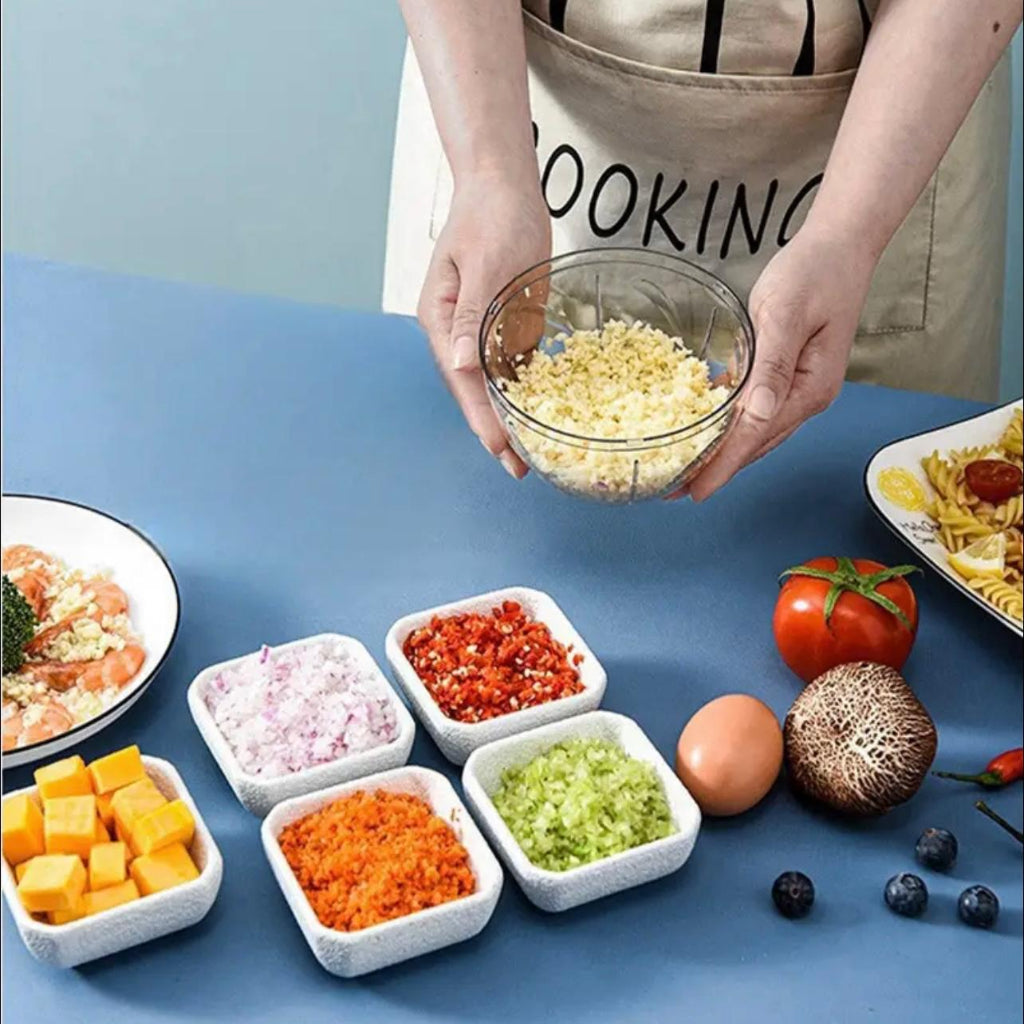 مفرمة طعام يدوية، شفرات قوية لتقطيع الخضار والفواكه بسرعة وسهولة