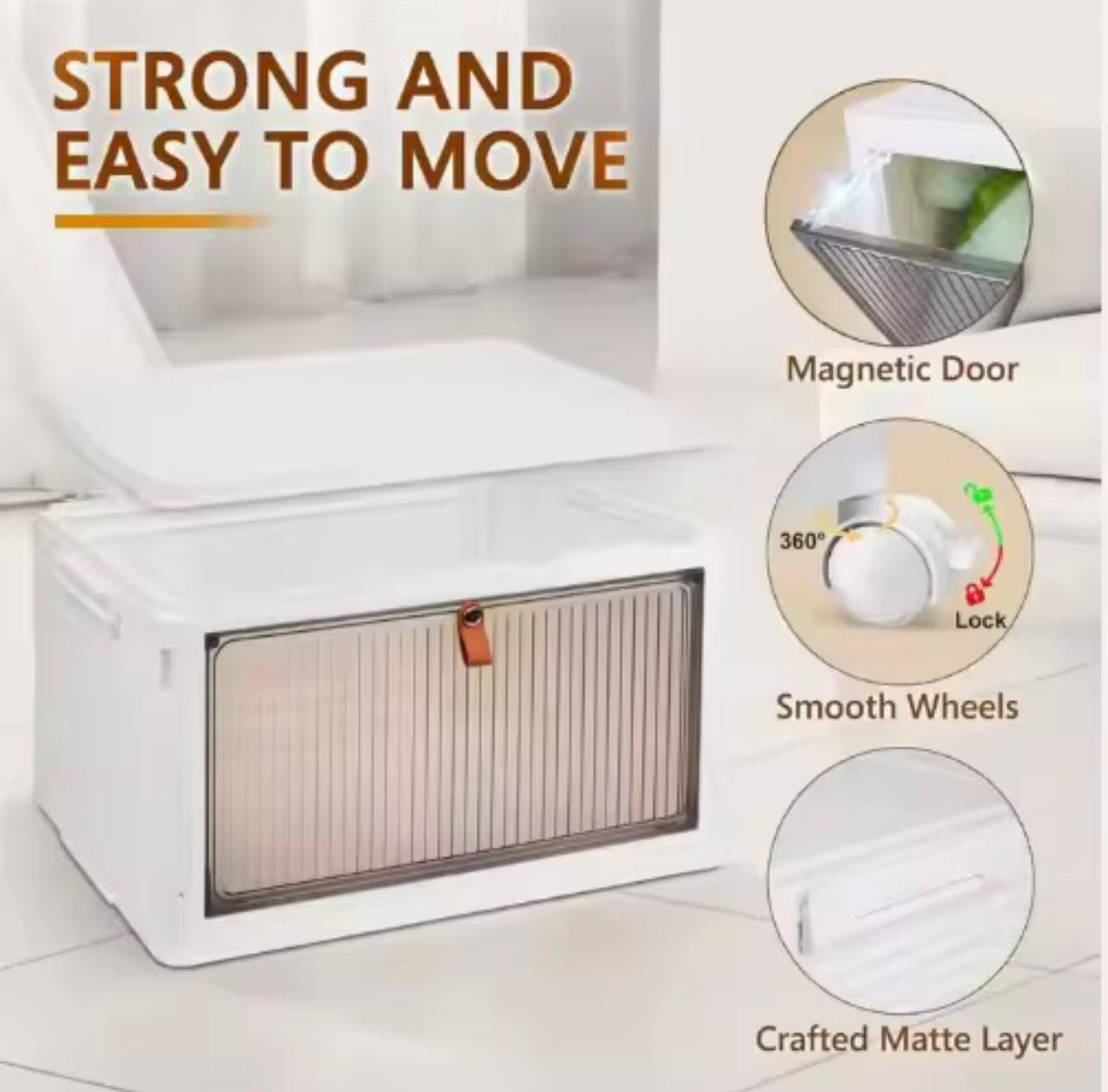 صندوق شفاف قابل للطي من 4 طبقات - رف تخزين بلاستيكي مقاوم للغبار للمنزل أو السكن الجامعي