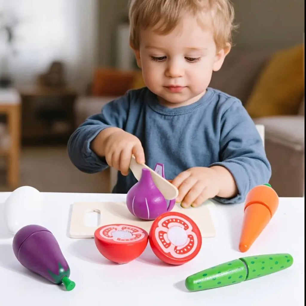 Vegetable cutting set, colorful kitchen play toys, pretend cooking and learning kitchen toy set,