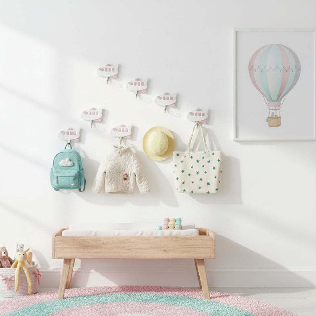 مجموعة خطافات لاصقة مكونة من 9 قطع - خطافات حائط أنيقة بنمط السيارة والطيران