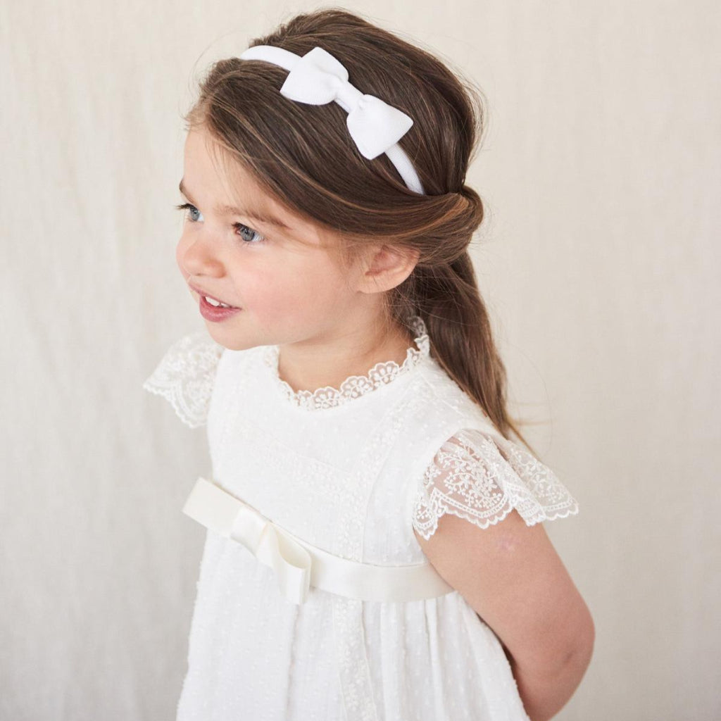 White Small Bow Girl Headband Set