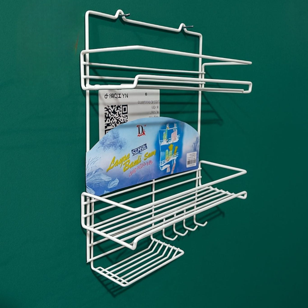 Heavy-Duty White Bathroom Over-The-Toilet Storage Shelf Organizer..