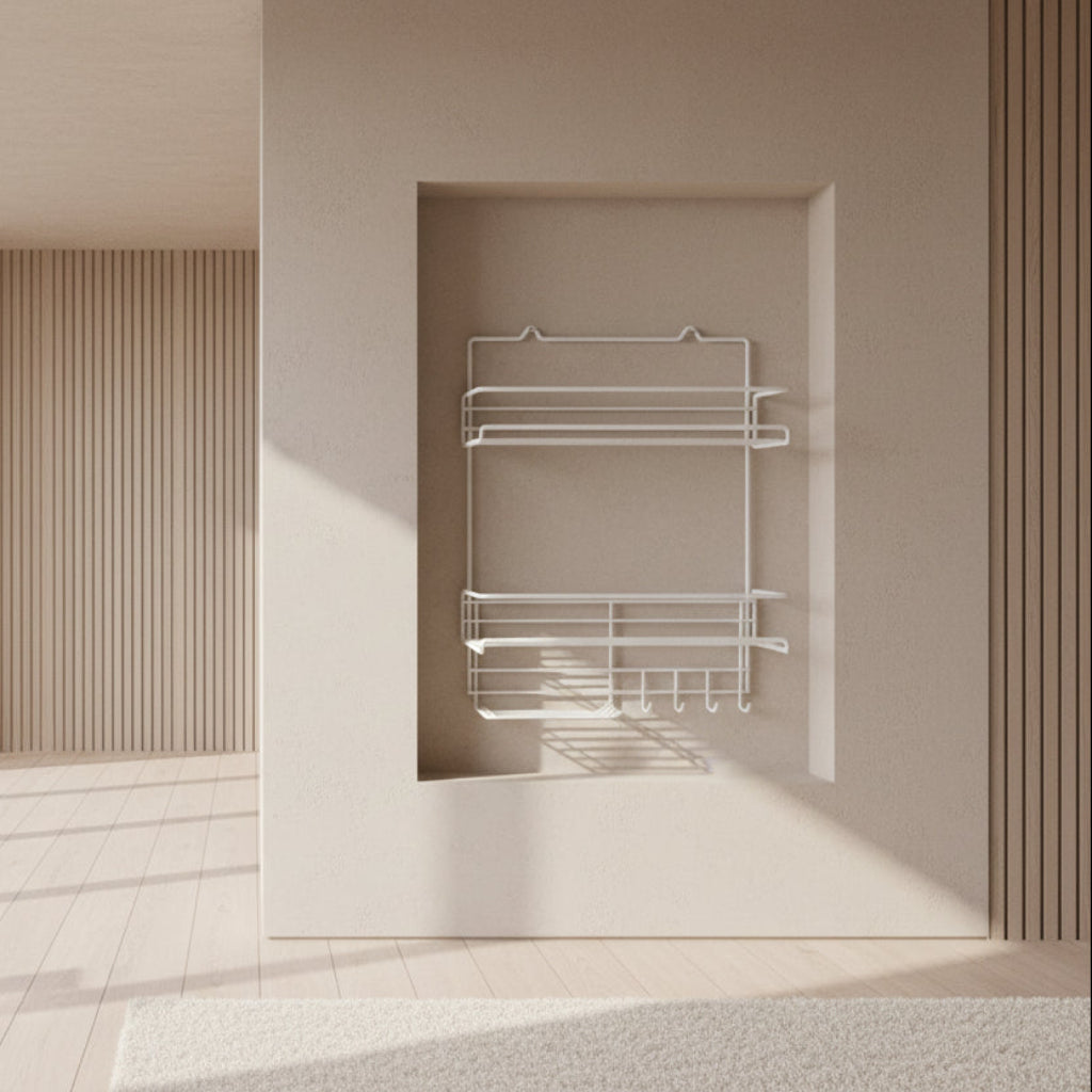 Heavy-Duty White Bathroom Over-The-Toilet Storage Shelf Organizer..