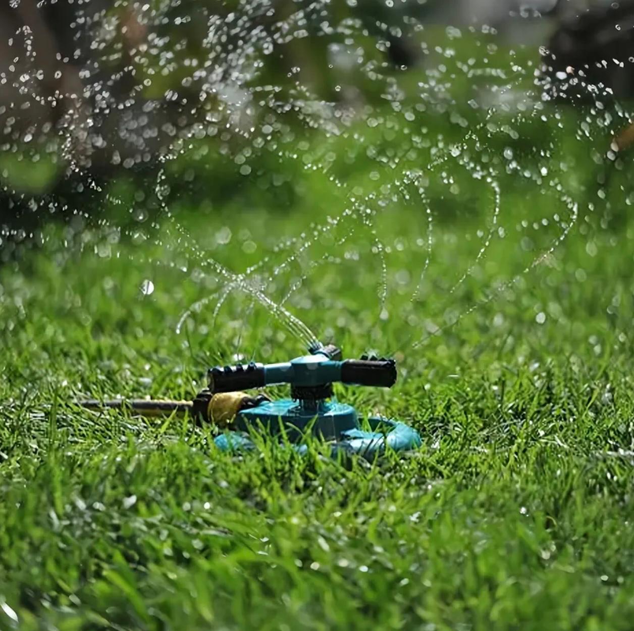 360° Automatic Rotating Garden Sprinkler – 3-Way Adjustable Watering System