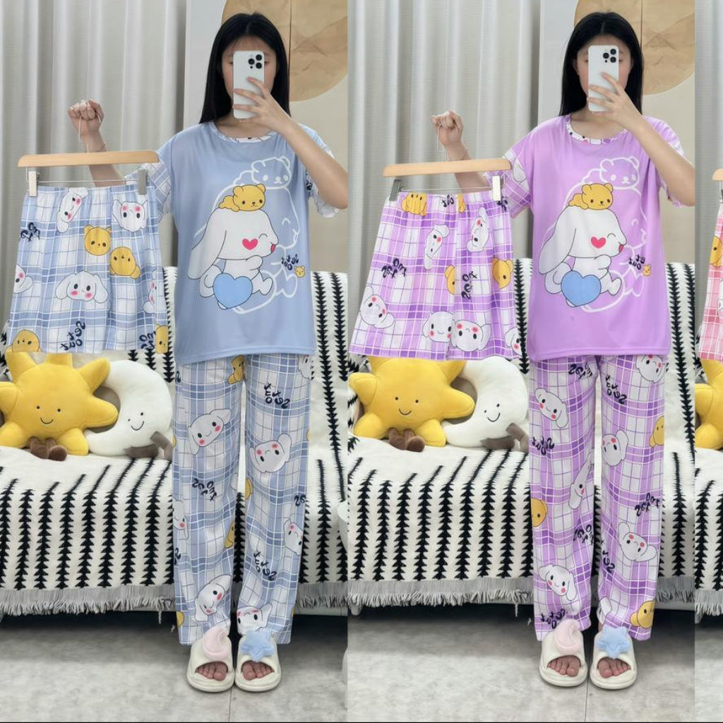 3-Piece Free Size Pajama Set - Comfortable & Breathable Homewear