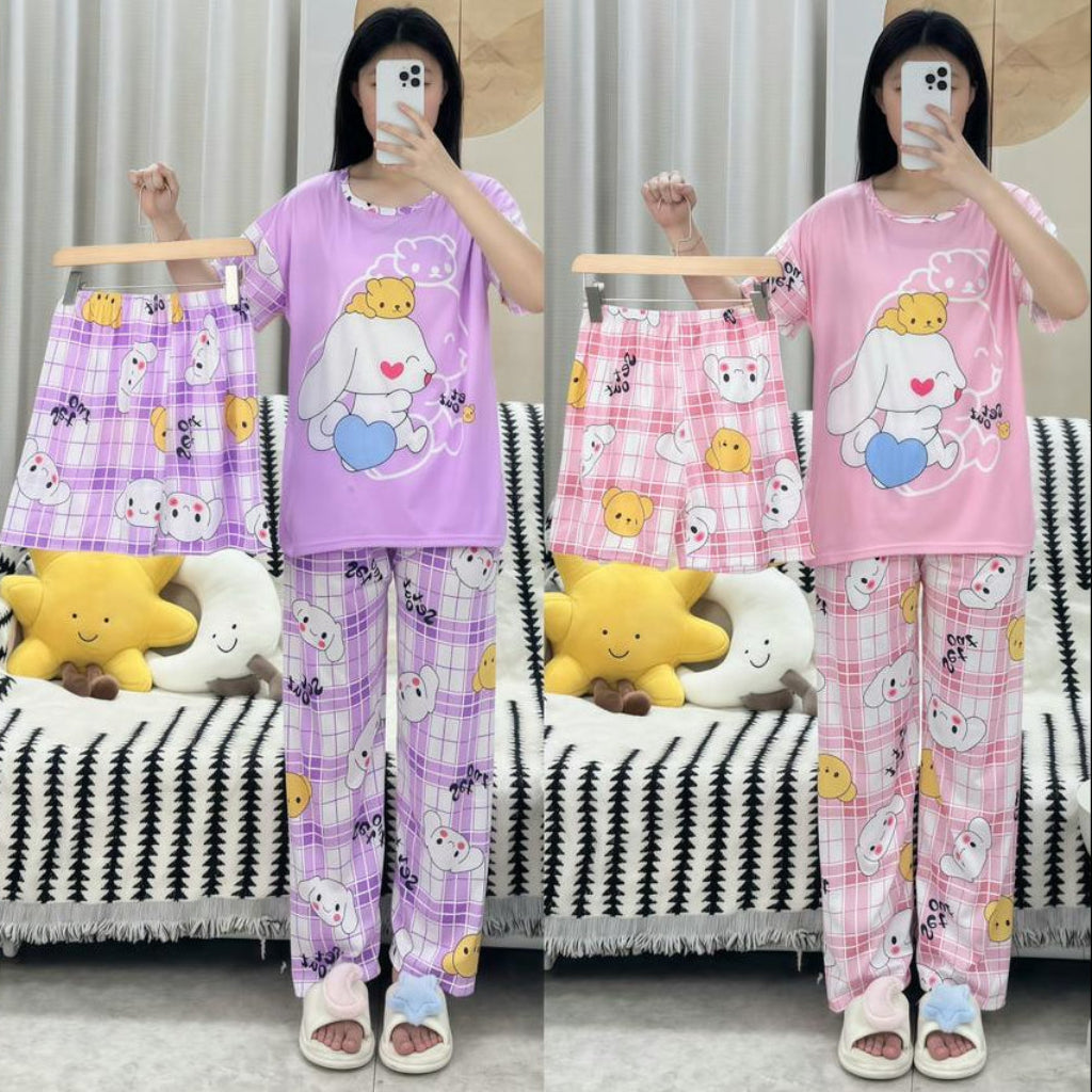 3-Piece Free Size Pajama Set - Comfortable & Breathable Homewear