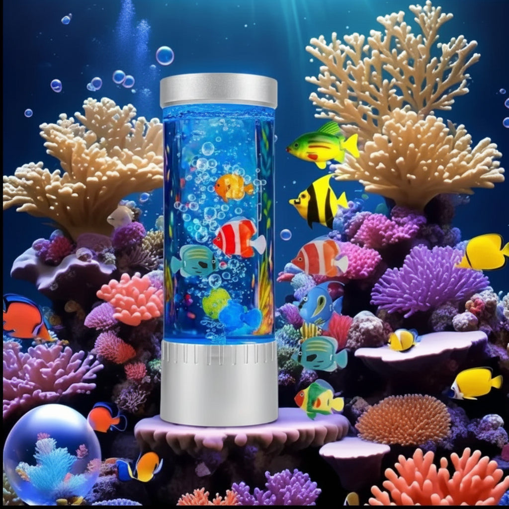LED Desktop Fish Tank – Fantasy Fish Lamp with Bubble Lights & Water Dancing Tube