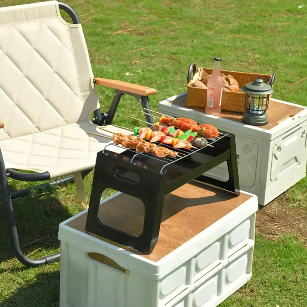 Portable Folding BBQ Grill - Stainless Steel Outdoor Camping