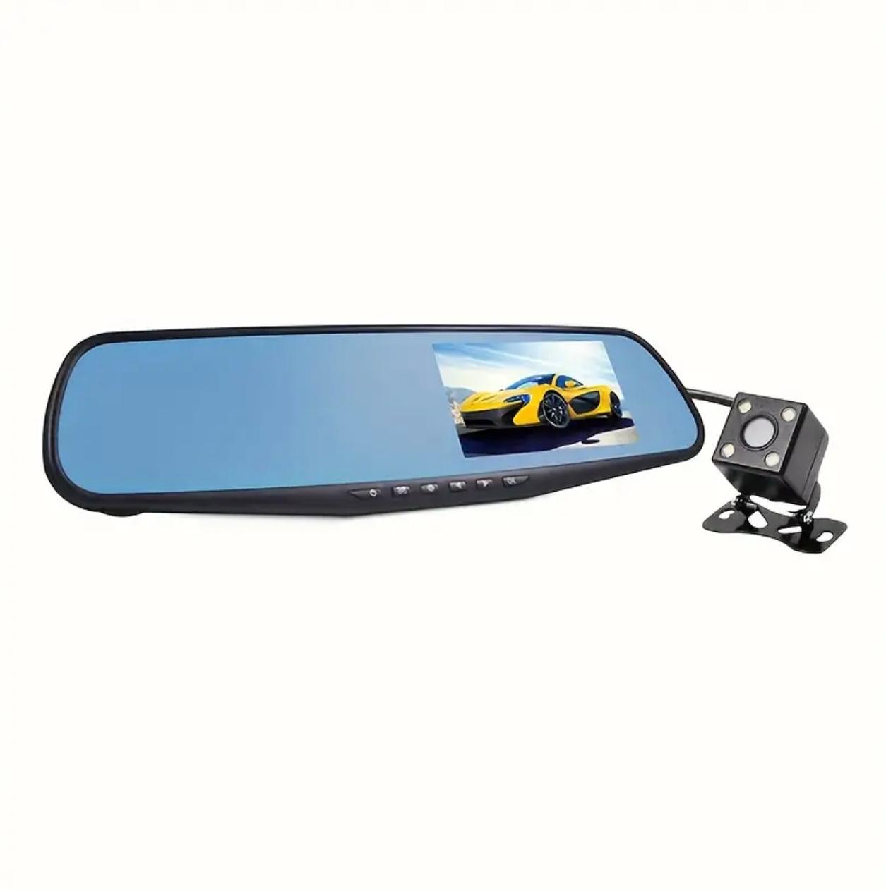 4.5-Inch Rearview Mirror Dash Cam – 1080P Front + 720P Rear, Continuous Recording, Reverse Camera Support ,Ready Smart Driving Technology