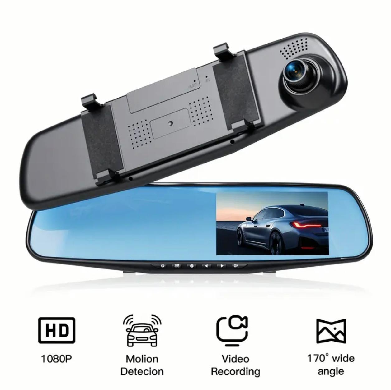 4.5-Inch Rearview Mirror Dash Cam – 1080P Front + 720P Rear, Continuous Recording, Reverse Camera Support ,Ready Smart Driving Technology