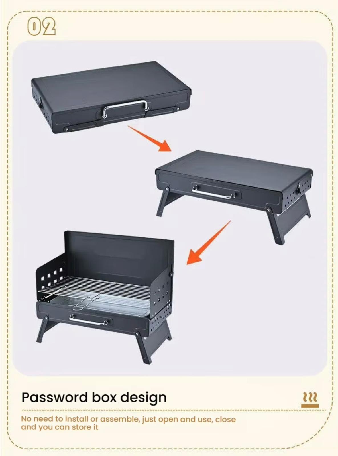 Portable Iron Charcoal Outdoor Folding Barbecue Grill Stand for Camping and Household Use