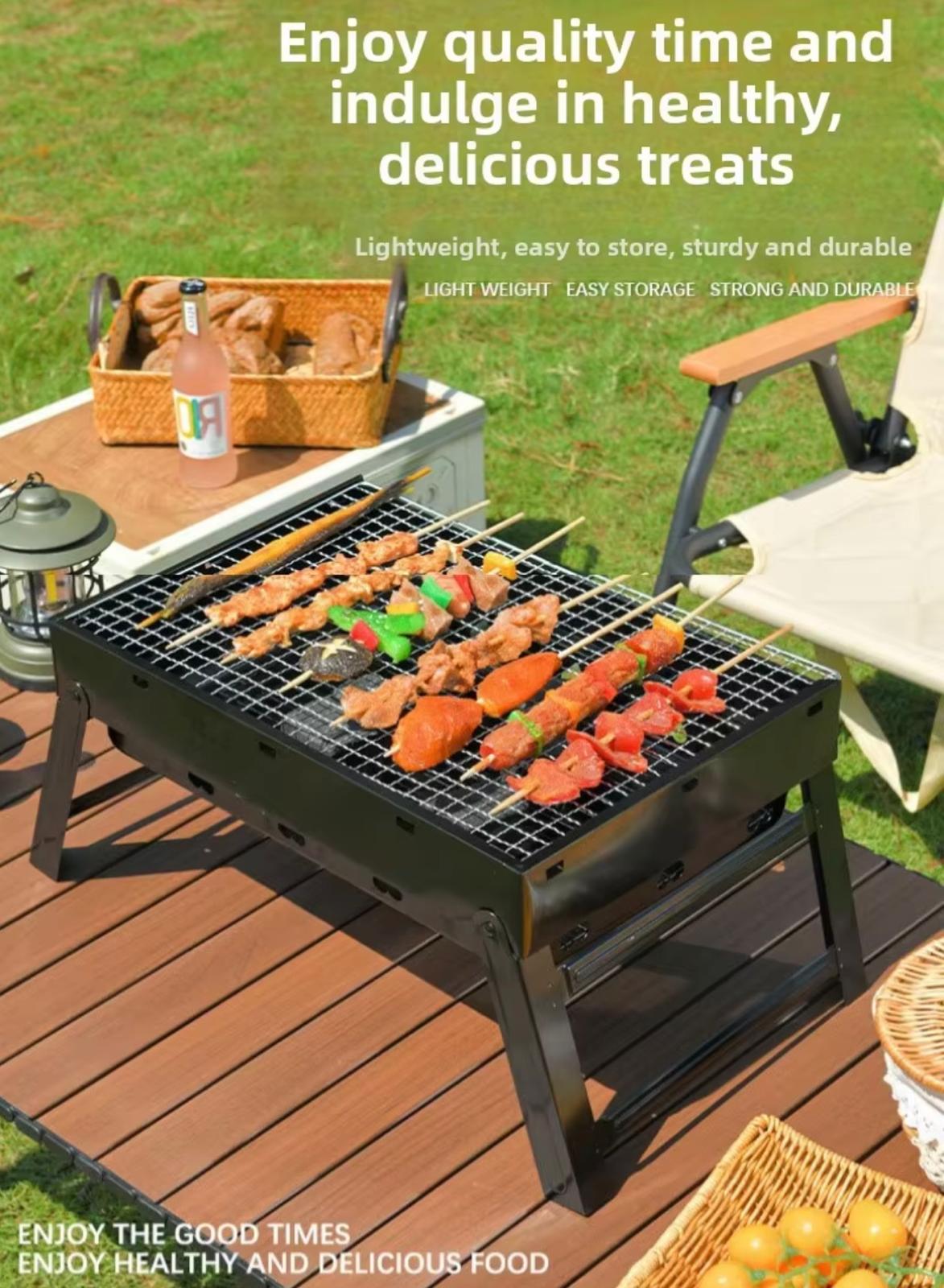 Portable Folding Charcoal Grill – heavy‑duty metal, compact & space‑saving