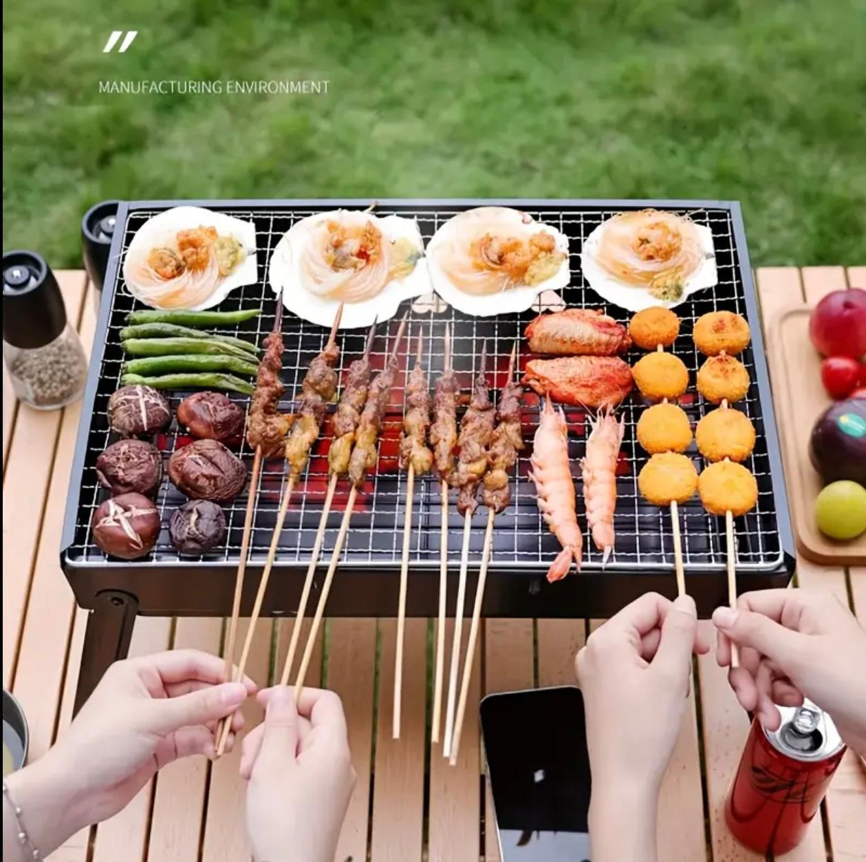 Portable Folding Charcoal Grill – heavy‑duty metal, compact & space‑saving