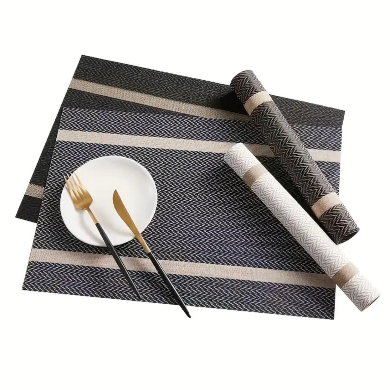 4 Pcs Random Modern Stripe Placemats – Durable ,Table Mats