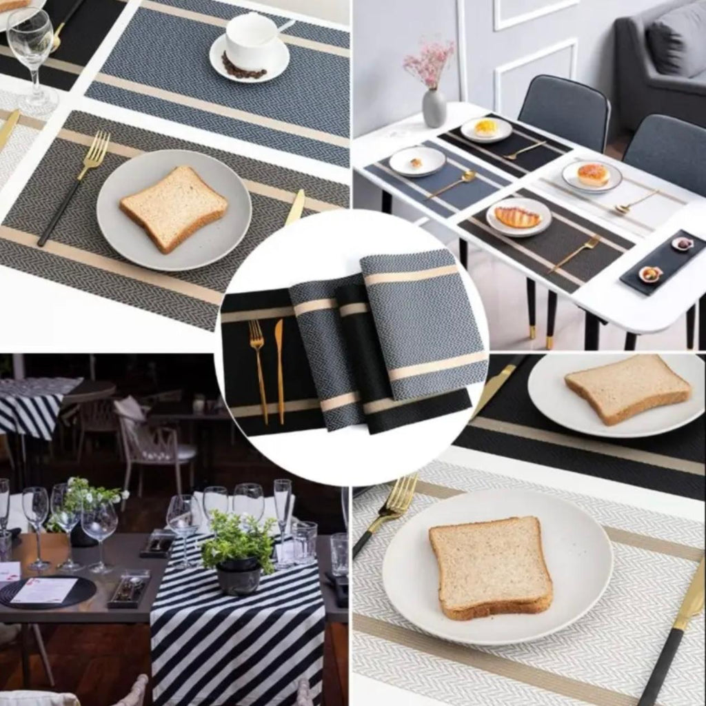 4 Pcs Random Modern Stripe Placemats โ Durable ,Table Mats