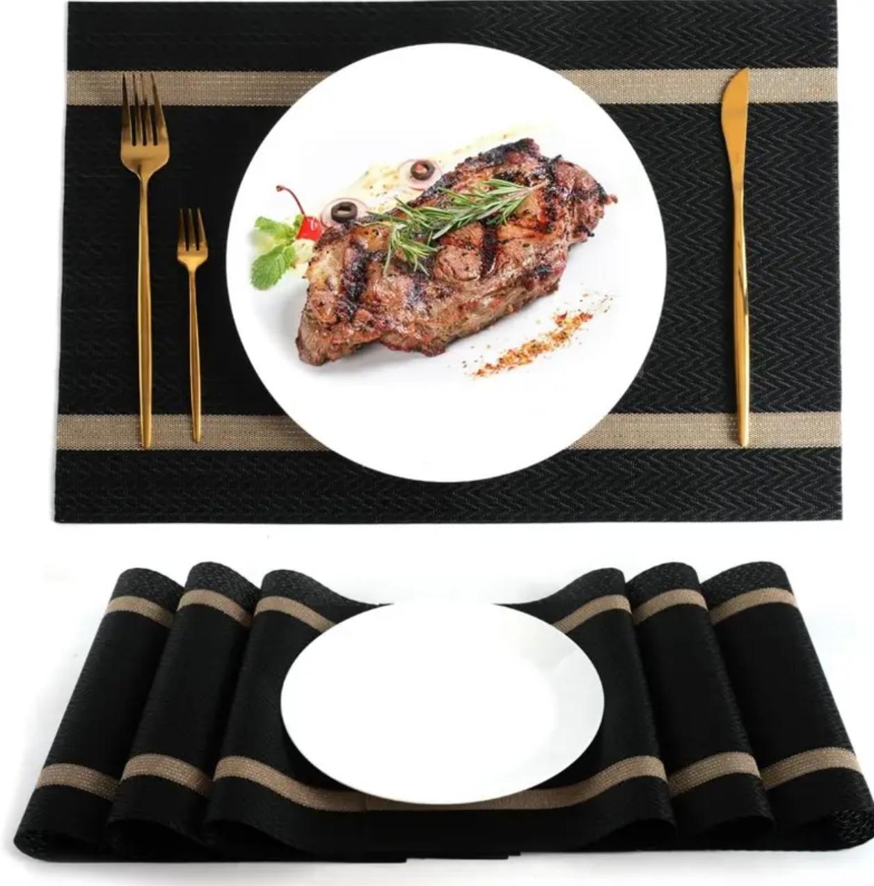 4 Pcs Random Modern Stripe Placemats – Durable ,Table Mats