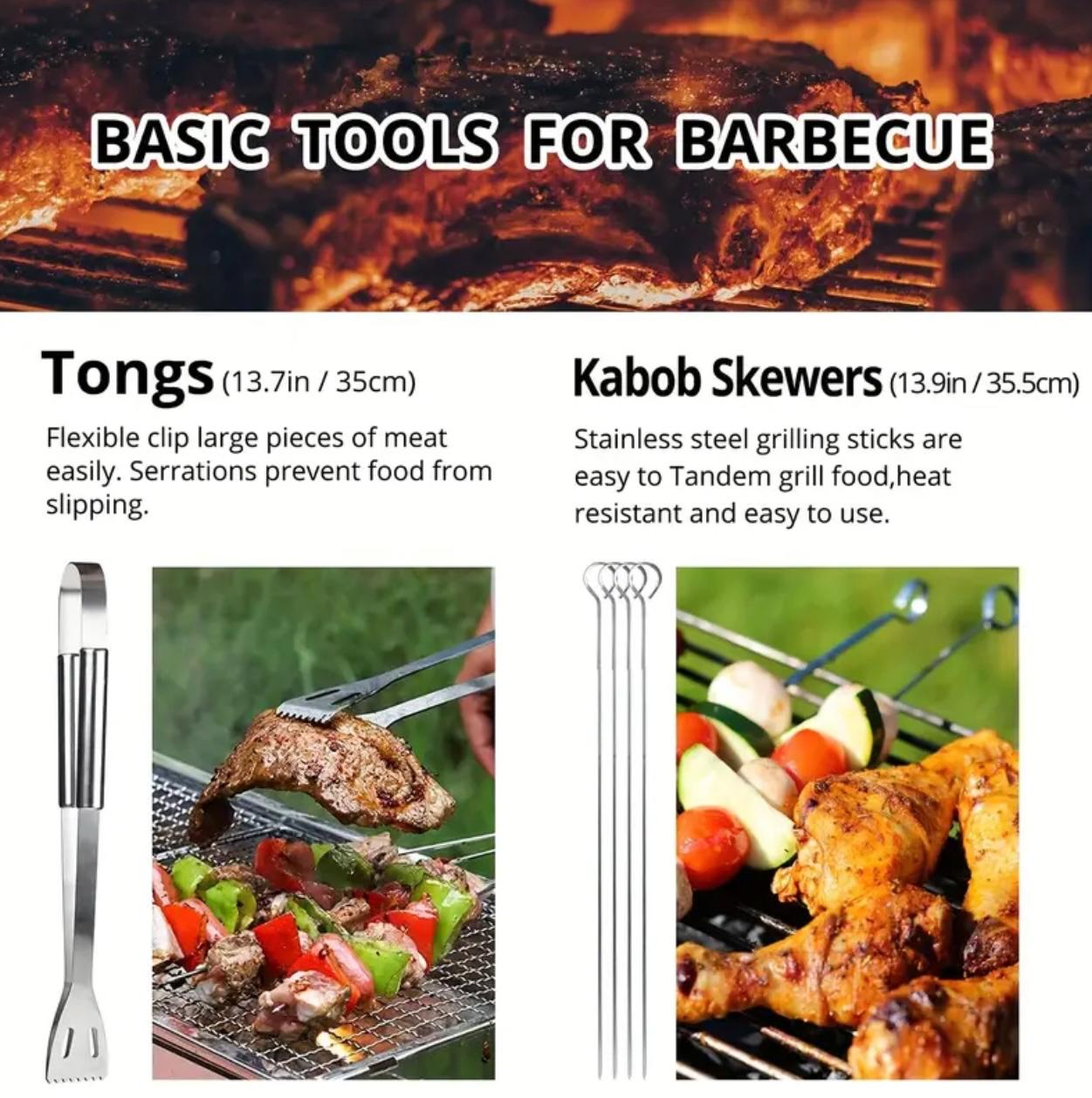 Stainless Steel Barbecue Tool Set – 9-Piece Portable Outdoor Camping Utensils