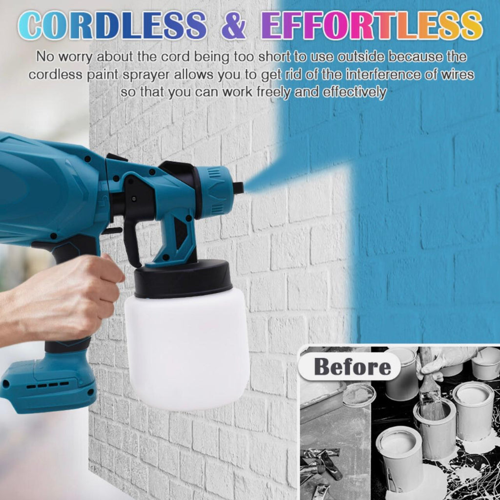 Cordless Electric Paint Sprayer Gun – 1000ml (48V 2 Battery Compatible)