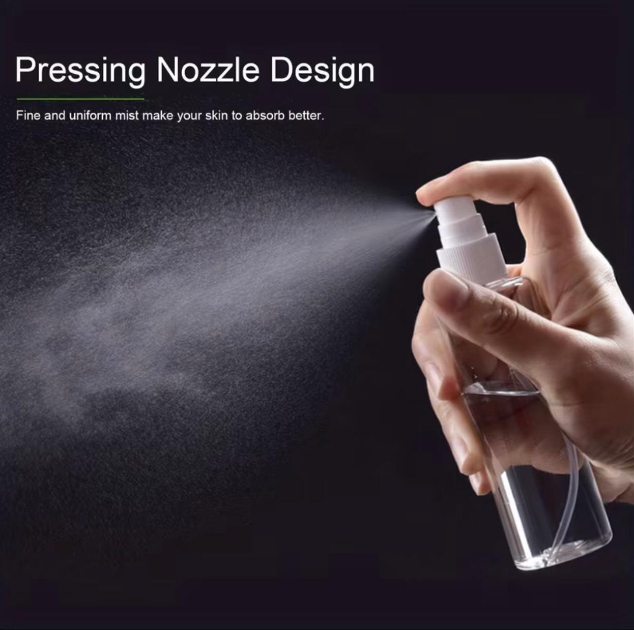 زجاجة رذاذ شفافة – حاوية سفر قابلة لإعادة الملء