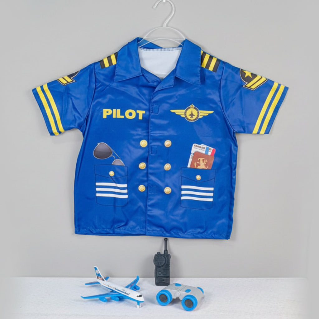 Kids Pilot Costume – 4-Piece Airline Captain Dress-Up Set