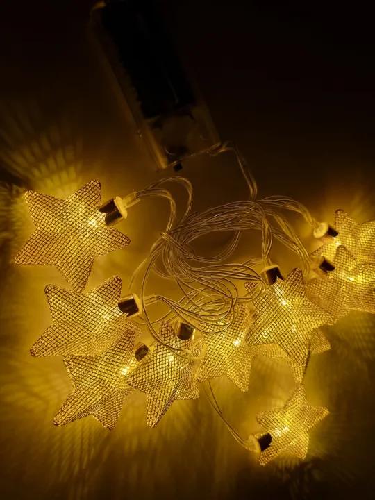 Gold Star String Lights – 2M Battery-Operated Ambient Lighting