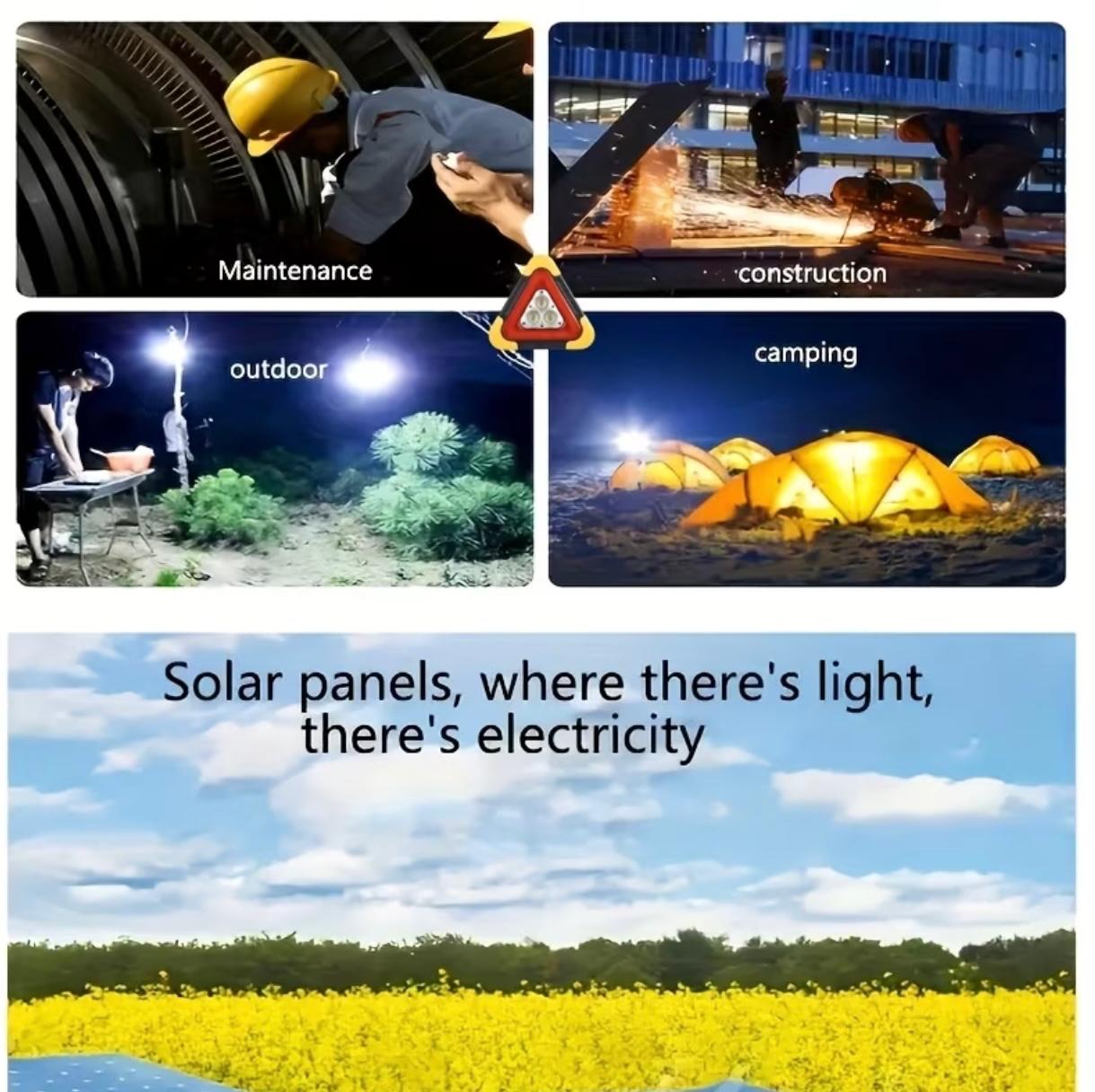 Super Bright Solar & USB Rechargeable Triangle Emergency Lamp