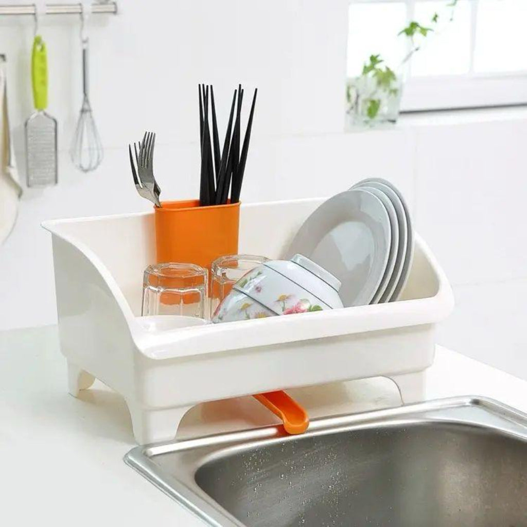 White Plastic Dish Draining Rack