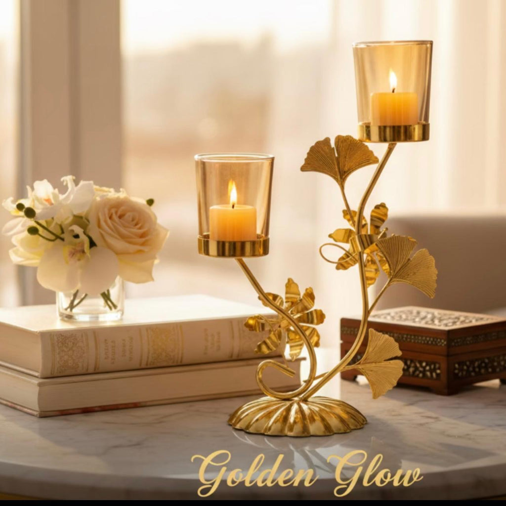 Elegant Golden Metal Candle Holder, Creative Tabletop Decorative Candle Stand