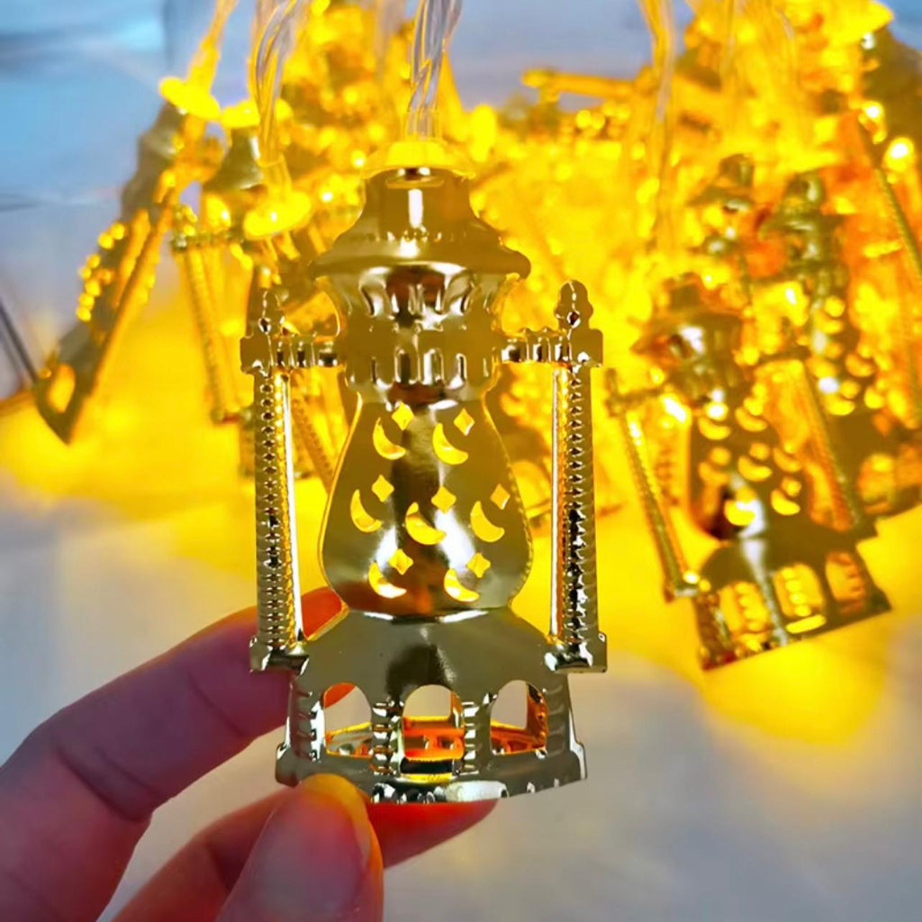Ramadan Iron Art Gold Oil Palace Lantern Hanging Lamp