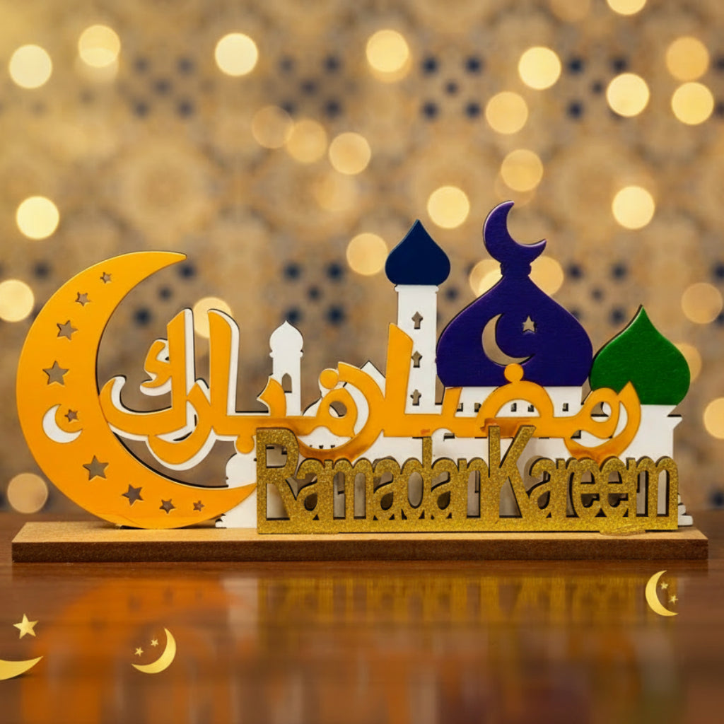 Ramadan Kareem Wooden Mosque Tabletop Ornament
