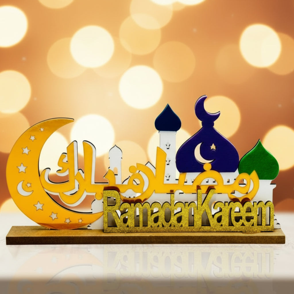 Ramadan Kareem Wooden Mosque Tabletop Ornament
