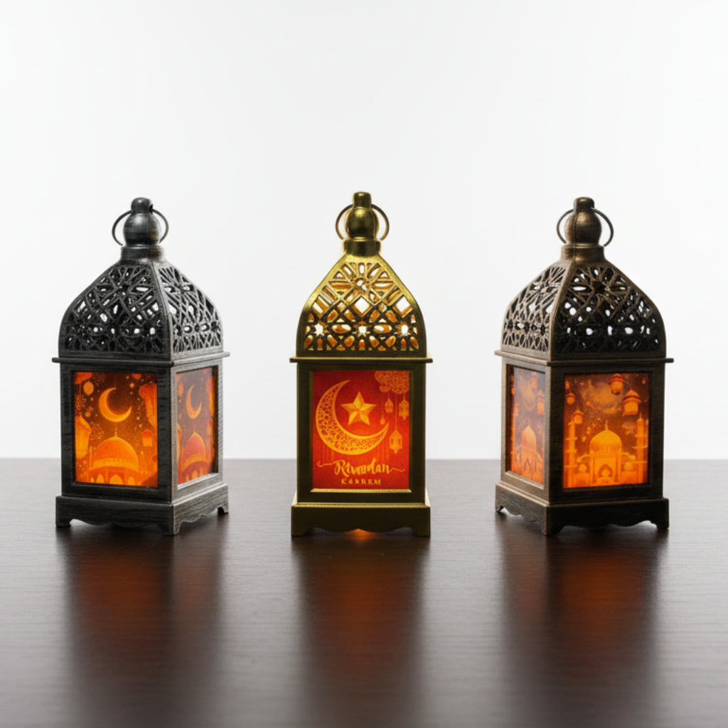 Islamic Ramadan & Eid Hanging Lanterns – Star & Moon Battery-Powered Decoration