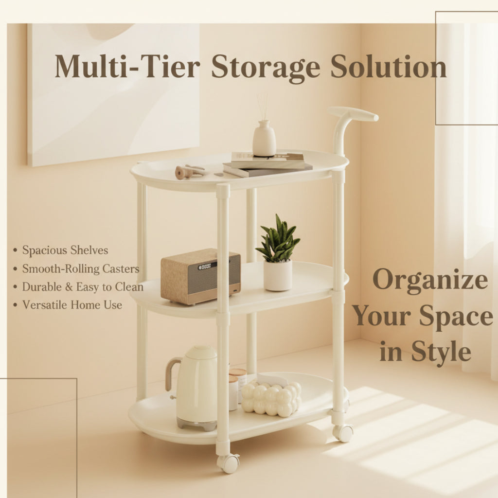 3-Tier Rolling Utility Cart with Tabletop