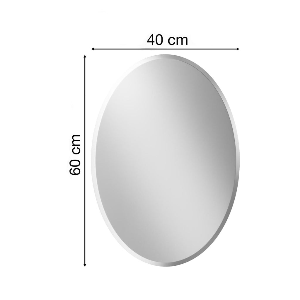 Mirror Wall Sticker, Oval Shape Frameless Vanity Wall Mirror for Bathroom, Living Room & Bedroom