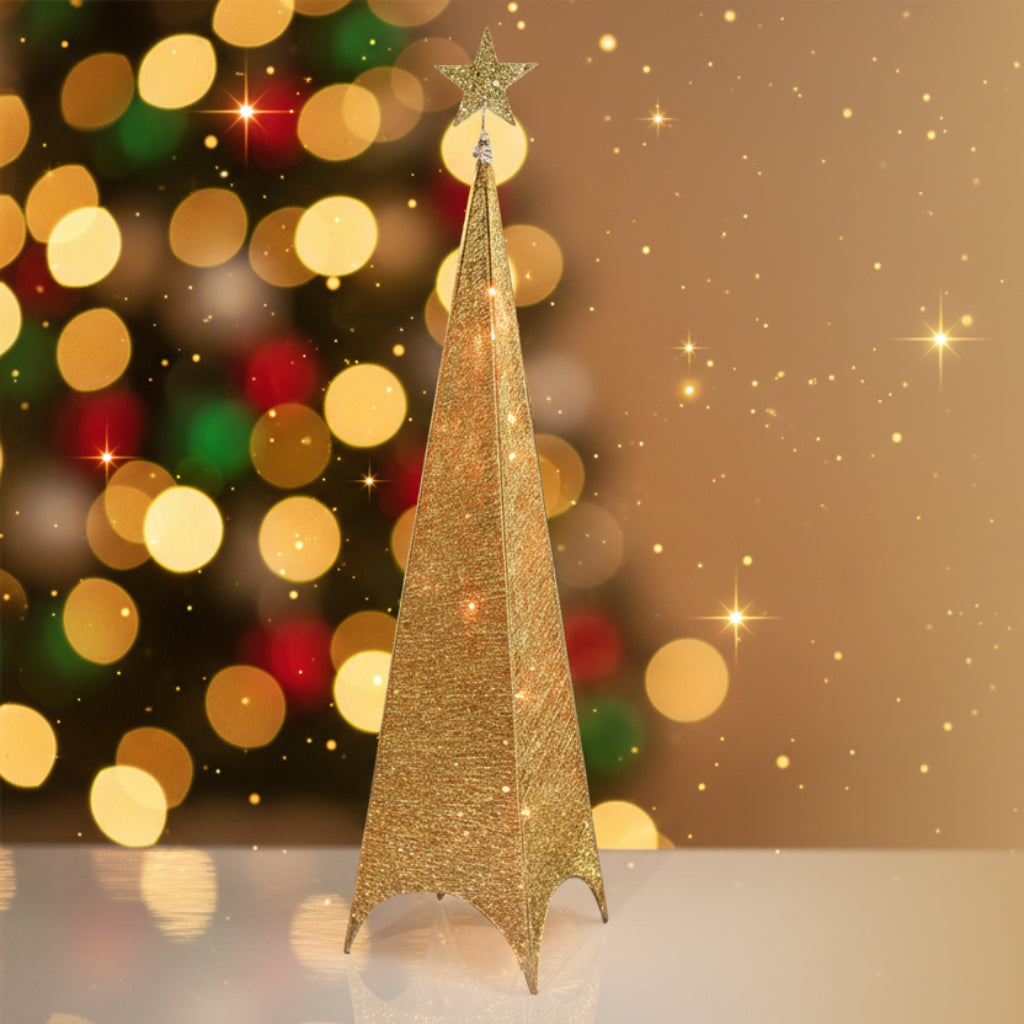 LED Decorative Tower Light – Direct Two-Pin Plug-In, Elegant Golden Design for Home, Festive & Event Decoration