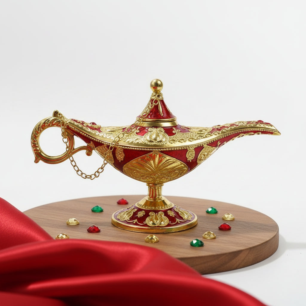Aladdin Lamp Statue – Vintage Metal Craft, Classic European Style