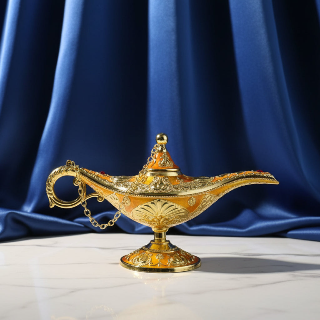 Aladdin Lamp Statue – Vintage Metal Craft, Classic European Style