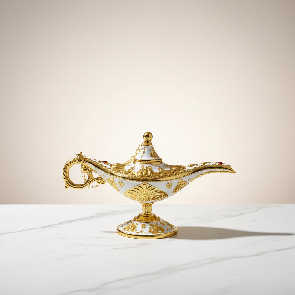 Aladdin Lamp Statue – Vintage Metal Craft, Classic European Style