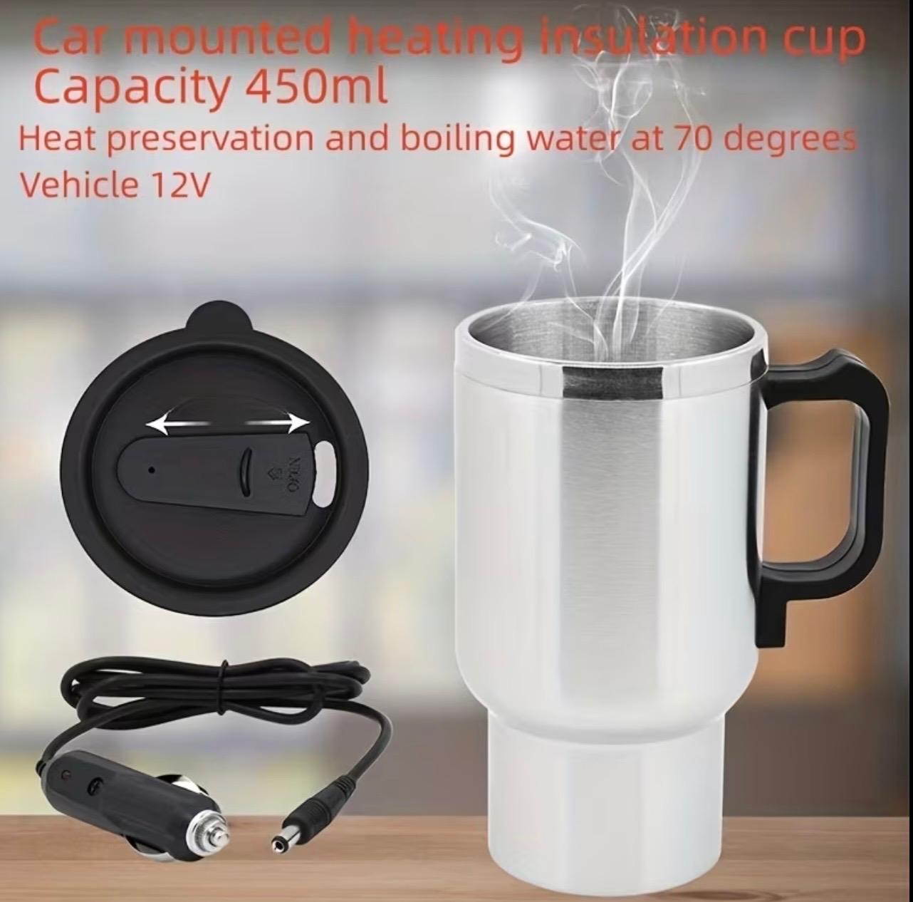 450ml Portable Stainless Steel Travel Mug – Electric Heating Cup