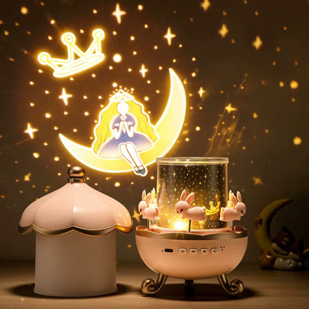 Creative Romantic Starry Sky Lamp Projector Music Box – USB Powered Ambient Night Light