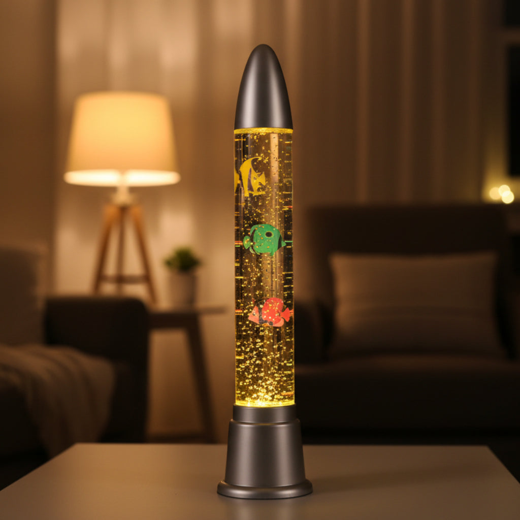 Fantasy LED Water Bubble Fish Tube Floor Lamp – 70 cm Sensory Aquarium Night Light