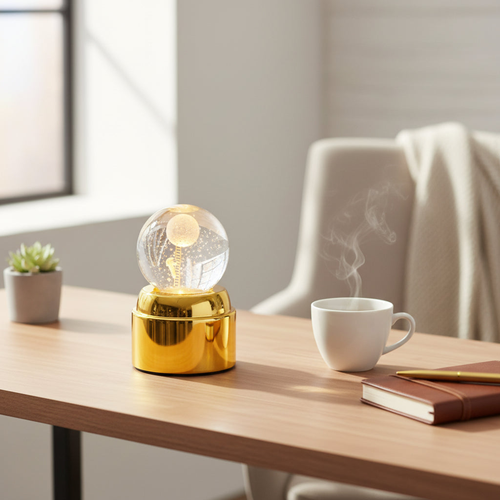 Crystal Ball USB Night Light – Moon & Planet System Astronaut LED Glass Lamp (Rotating)