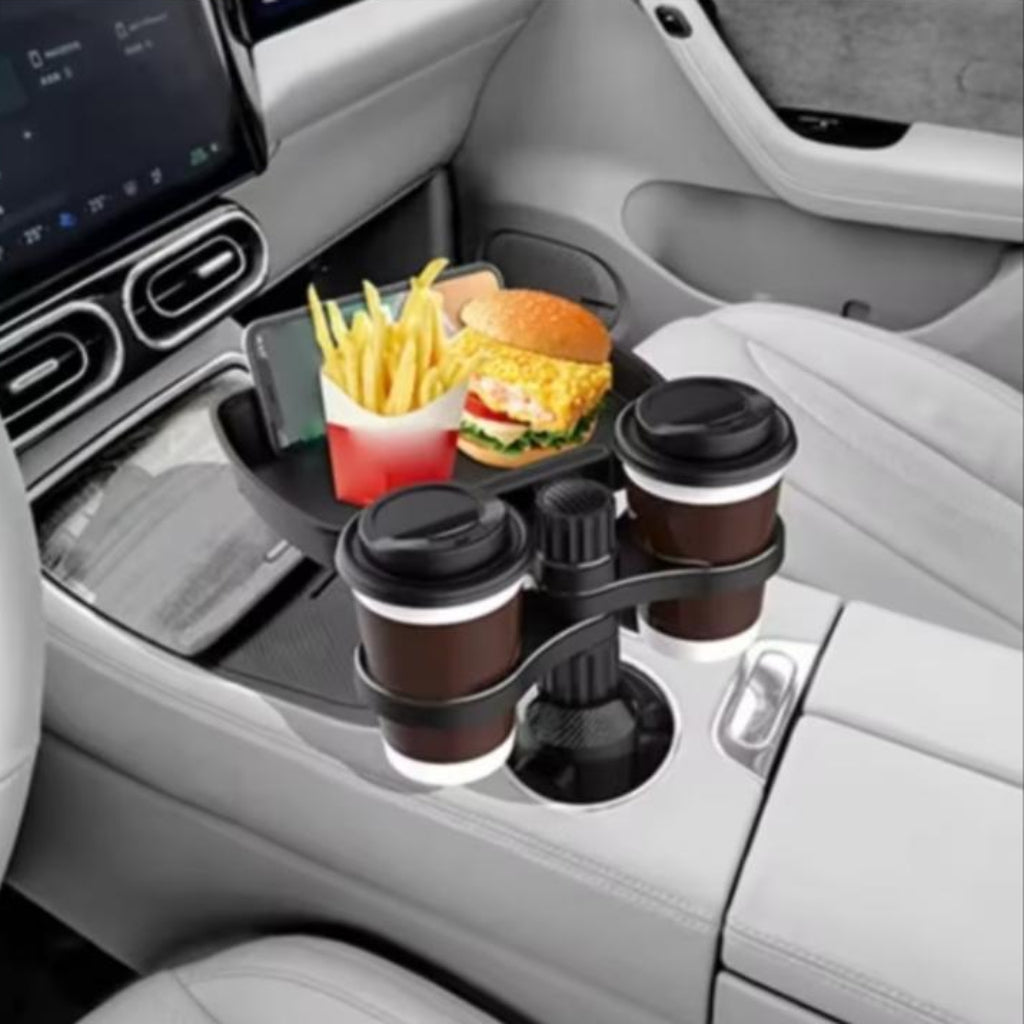 Universal Fit 3-in-1 Car Cup Holder Tray Set – Multifunction Vehicle Beverage Extender