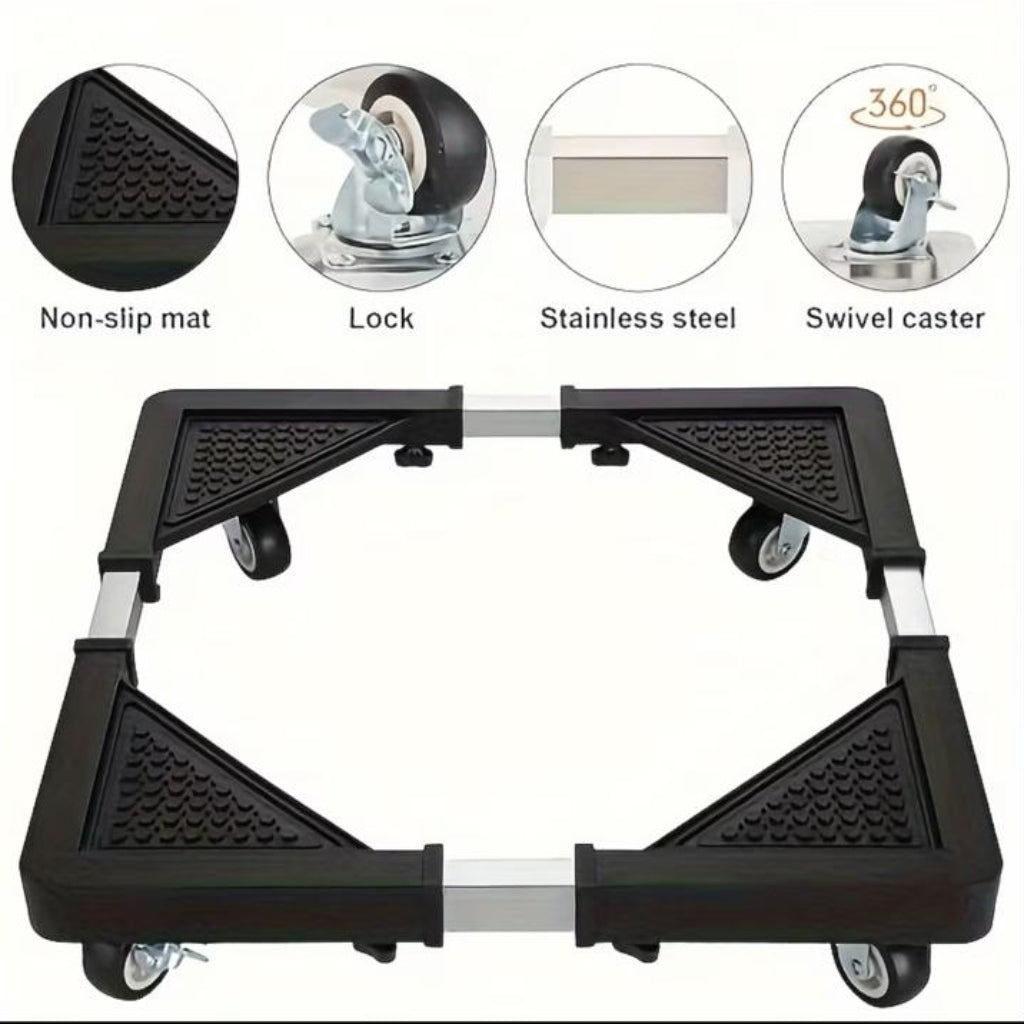 Adjustable Washing Machine & Refrigerator Mobile Base – Retractable Bracket Appliance Stand