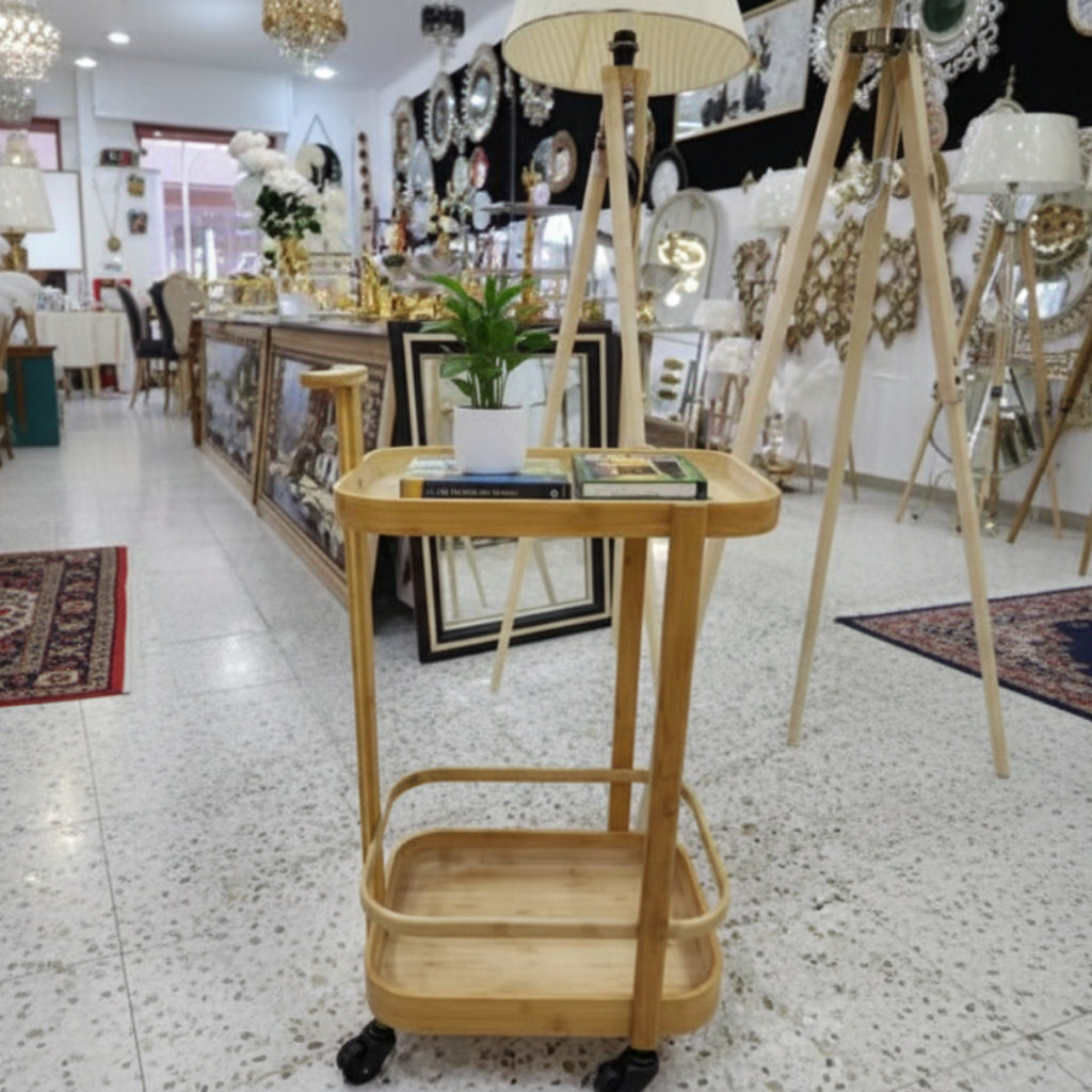 Wooden Movable Multi-Layer Stand with Wheels