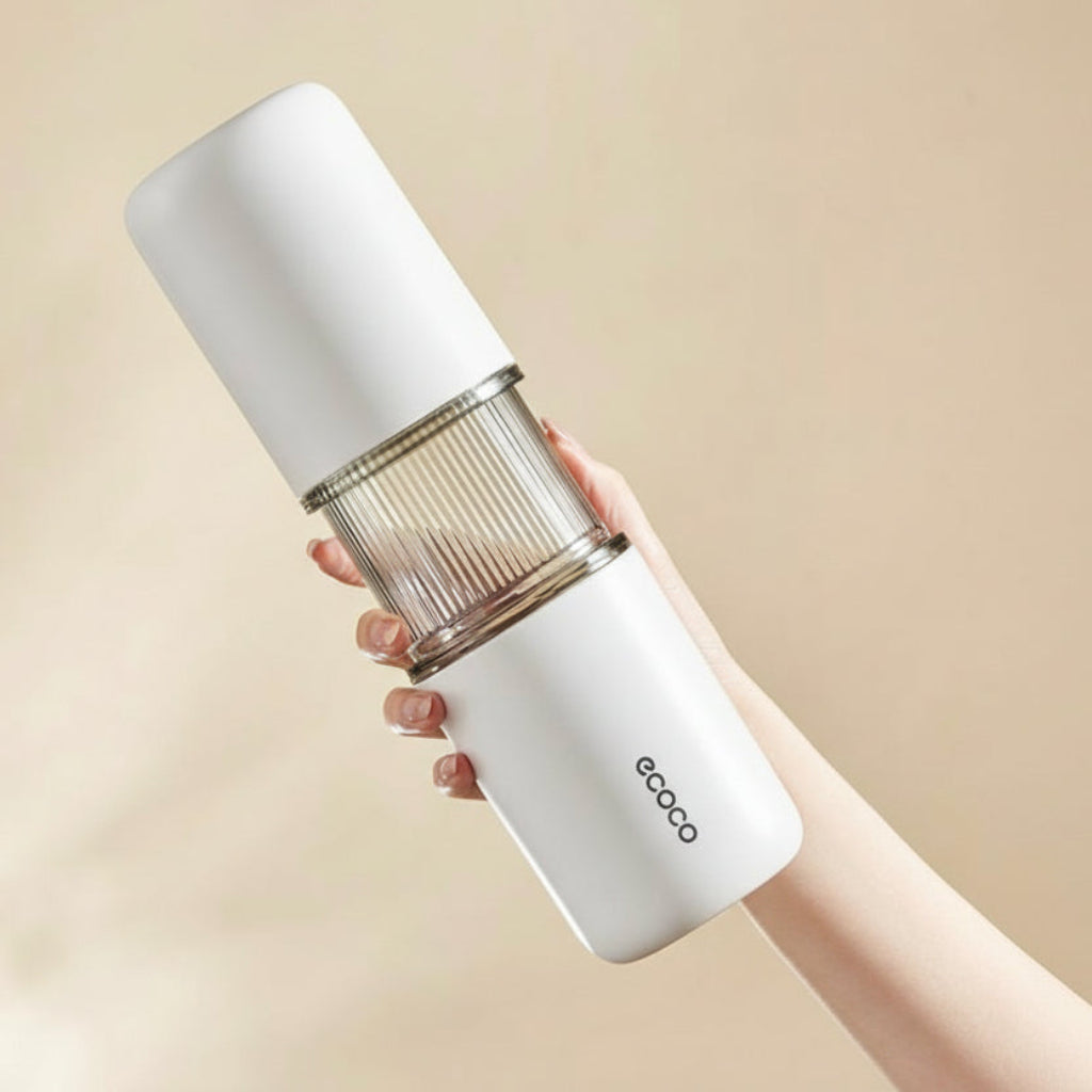 Ecoco Portable Travel Toothbrush Case – Large Capacity Wash Cup & Toothpaste Organizer