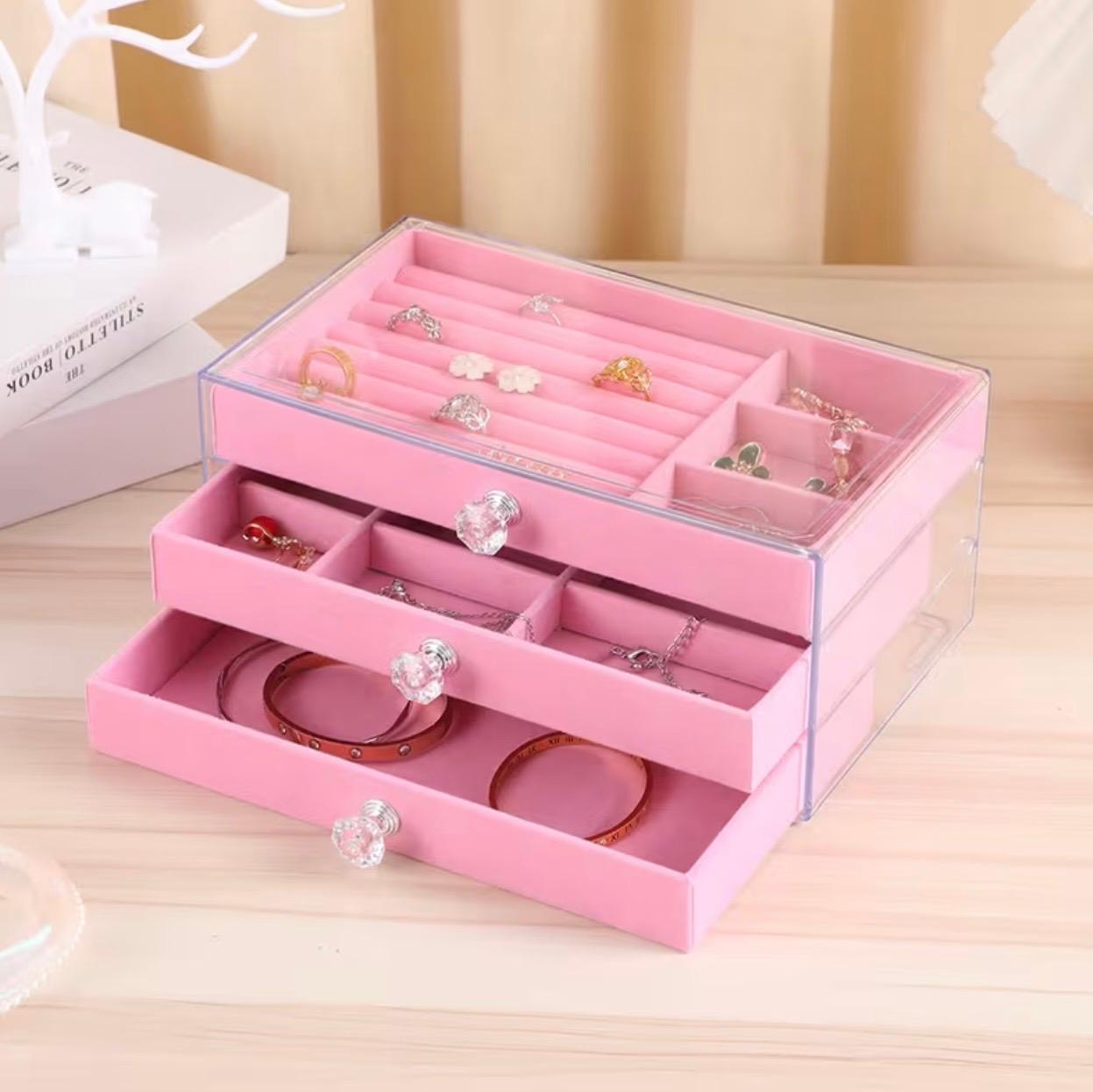 3-Tier Acrylic Jewelry Organizer – Transparent, Dustproof Display Box