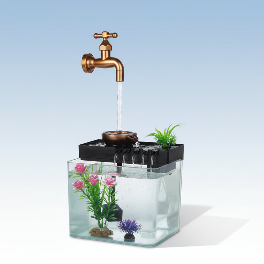 Landscape Fish Tank Desktop Ornament – Flowing Water Effect Fountain Decor