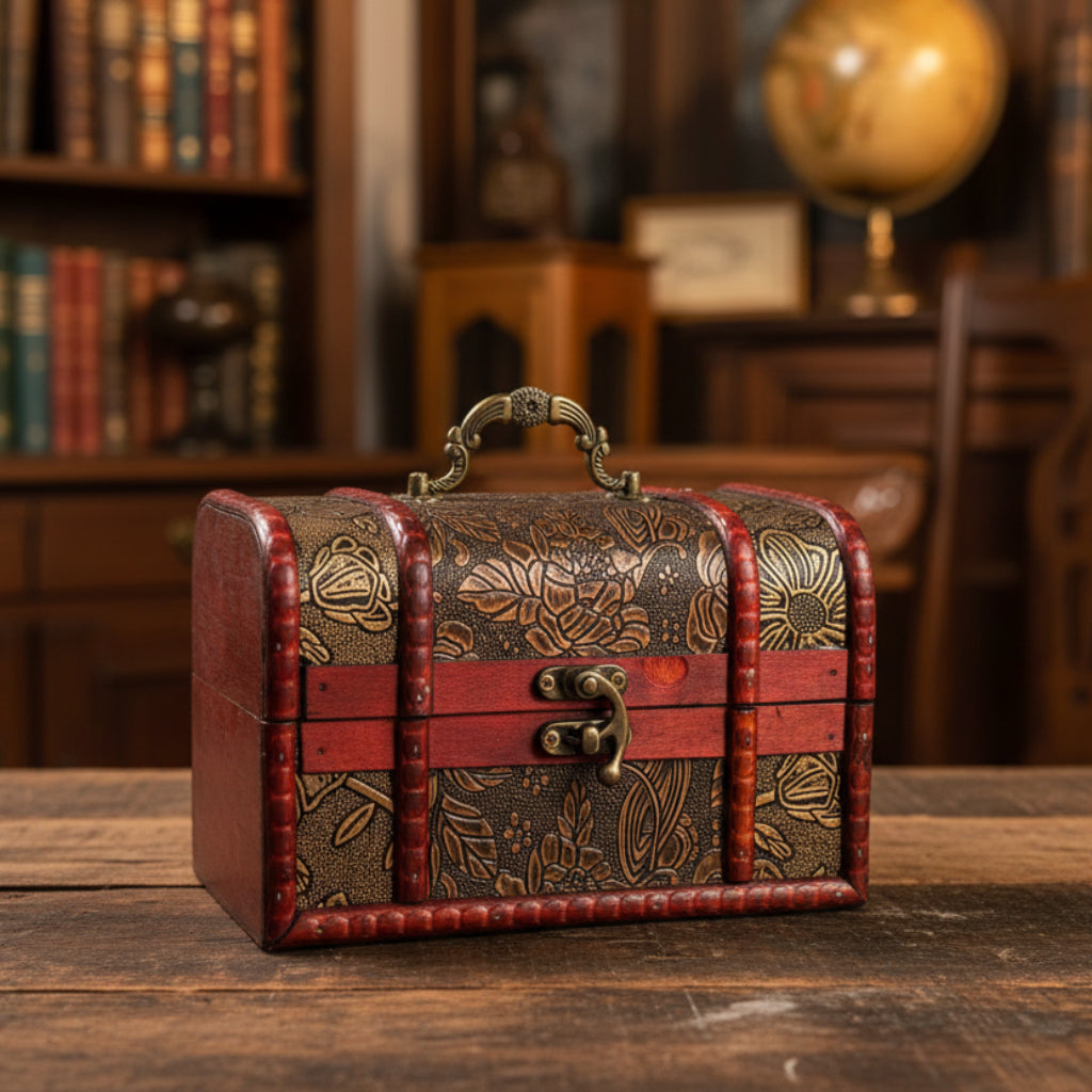 3PCS Vintage Floral Pattern Wooden Jewelry Box Set – Decorative Treasure Boxes
